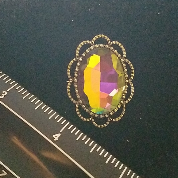 Antique Colored Rhinestone Style Brooch 1.25" Pin - Picture 1 of 2